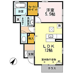 ビュー・ルミエール 1LDKの間取図画像