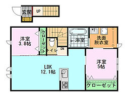 リヴァージュ高浜 2LDKの間取図画像