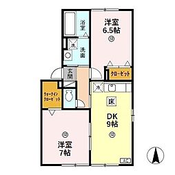 アンシャンテN 2DKの間取図画像