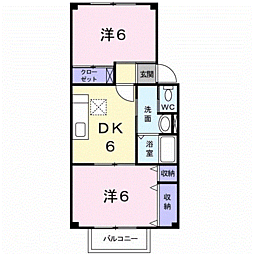アンシャンテ 2DKの間取図画像