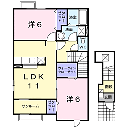 グルンバルト 2LDKの間取図画像
