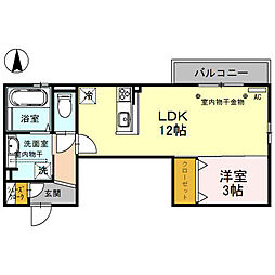 ヤードコート 1LDKの間取図画像