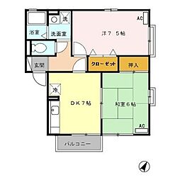 ボヌール 2DKの間取図画像