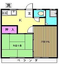 アサヒコーポ 2Kの間取図画像