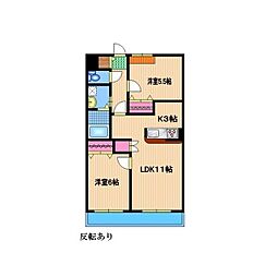 クレールサイフク 2LDKの間取図画像