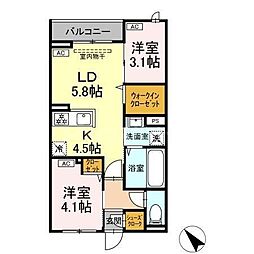 セレスティア白鳥 2LDKの間取図画像
