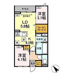 セレスティア白鳥 2LDKの間取図画像