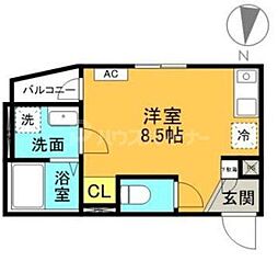ＡＱリーフィア堀切 1階ワンルームの間取り