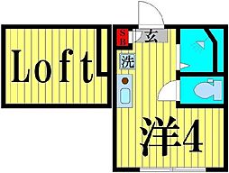 カーサ・イリス 1階ワンルームの間取り