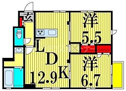 Maison Claire 2LDKの間取図画像
