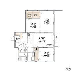 Gracefeel Ayase 2LDKの間取図画像