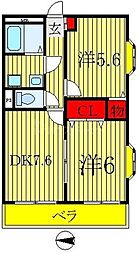 ニコーガーデンコート 2DKの間取図画像