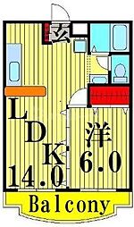 石橋ビル 1LDKの間取図画像
