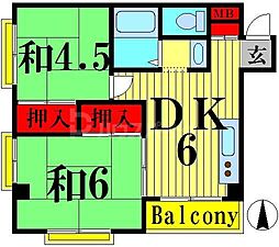 秋桜林 2DKの間取図画像
