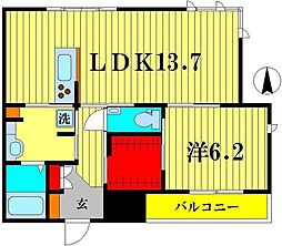 ラフィーネ石蔵 1LDKの間取図画像