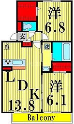 グランドソレーユ 2LDKの間取図画像