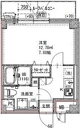 GENOVIA六町 1Kの間取図画像