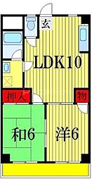 トーアイマンション 2DKの間取図画像
