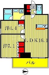 PRIMEURBAN亀有 2LDKの間取図画像