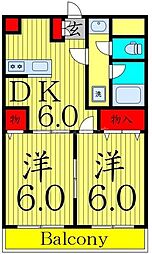 ウエスティンパーク東綾瀬 2DKの間取図画像
