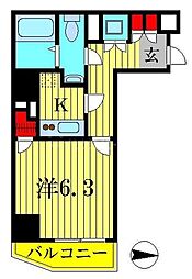 レオーネ金町 1Kの間取図画像