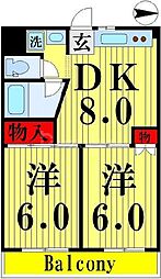 リバーシティー1 2DKの間取図画像