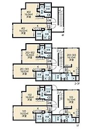 貸マンション 足立区中川1丁目 ワンルームの間取図画像