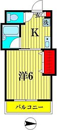 北浦ビル 1Kの間取図画像