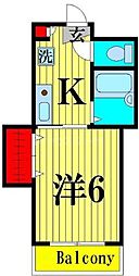北浦ビル 1Kの間取図画像