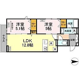 セレスティア西新井II 2LDKの間取図画像