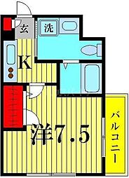 シャーメゾン六町 1Kの間取図画像