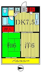 モアウイング 2DKの間取図画像