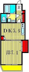 アミティエセブン 1Kの間取図画像