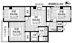 エレガンスハマナカ 3DKの間取図画像