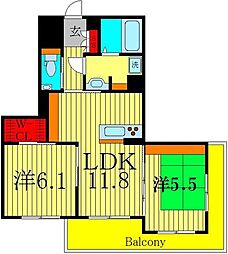 ラフィーネ石蔵 2LDKの間取図画像