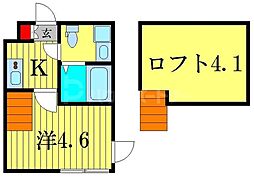 ハーモニーテラス金町5 ワンルームの間取図画像