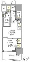 テラス北千住 1DKの間取図画像
