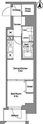 クラリティア綾瀬 1DKの間取図画像