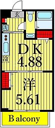 GARNPASEO六町 1DKの間取図画像