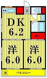 キャッスルハイム 2DKの間取図画像