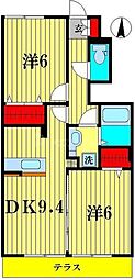プランドール2 2DKの間取図画像