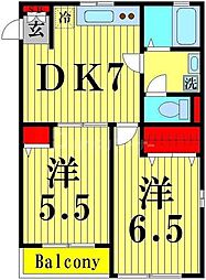 サンパティーク西綾瀬 2DKの間取図画像