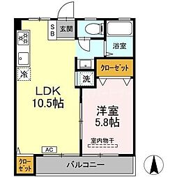 光マンション 1LDKの間取図画像