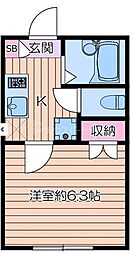 パレ・イリス 1Kの間取図画像