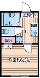 パレ・イリス 1Kの間取図画像