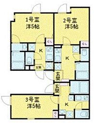 メルラス京成高砂 1Kの間取図画像