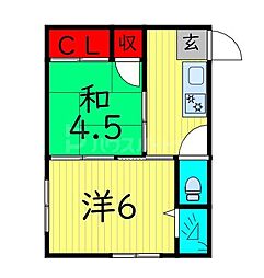 メゾン志賀 2Kの間取図画像