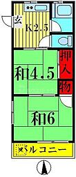 コーポ前川 2Kの間取図画像