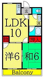 ベルベール星野 2LDKの間取図画像