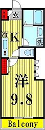 オンディーヌグルエ2 1Kの間取図画像
